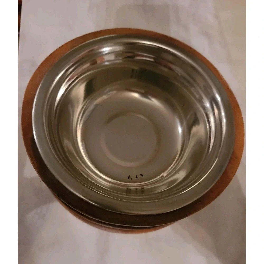 Dog Bowl Stand Acacia Wood 6 3/4